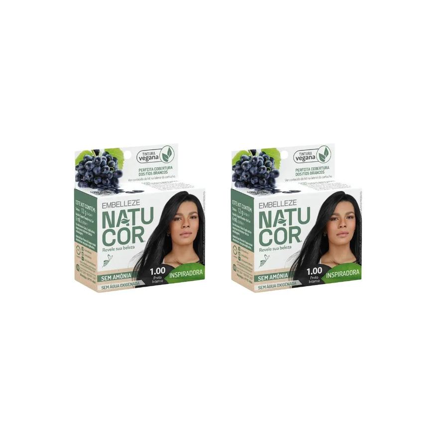 Natucor Coloraçao 1.00 Preto Intenso - Kit C / 2un
