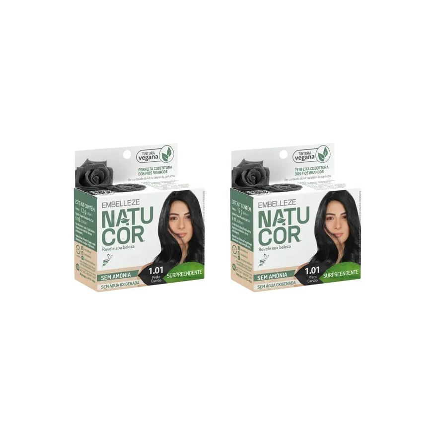 Natucor Coloraçao 1.01 Preto Carvao - Kit C / 2un