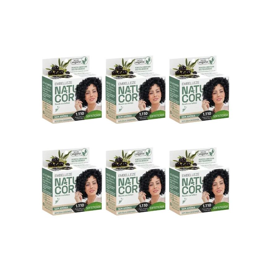 Natucor Coloraçao 1.110 Preto Intenso Profundo - Kit C / 6un
