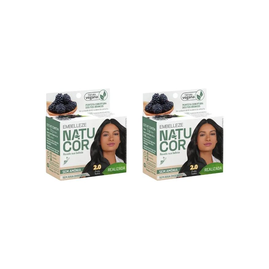 Natucor Coloraçao 2.0 Preto Suave - Kit C / 2un