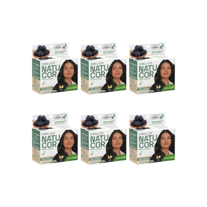 Natucor Coloraçao 2.0 Preto Suave - Kit C / 6un