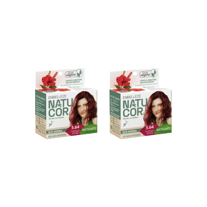Natucor Coloraçao 5.64 Cast Claro Vermelho Acob - Kit C / 2un