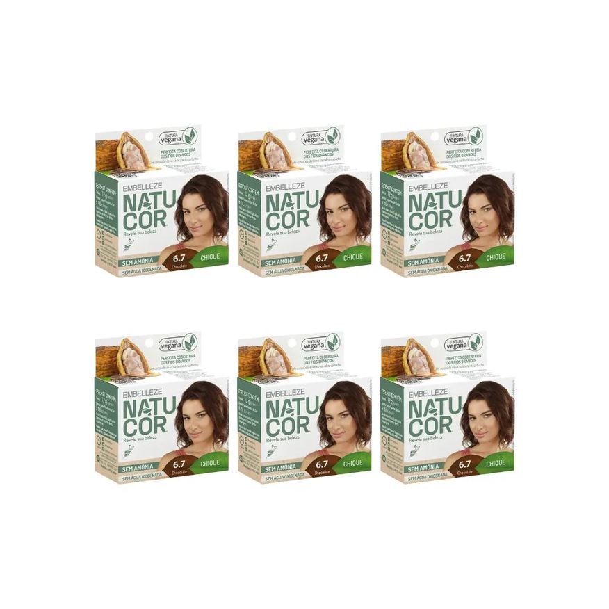 Natucor Coloraçao 6.7 Chocolate - Kit C / 6un