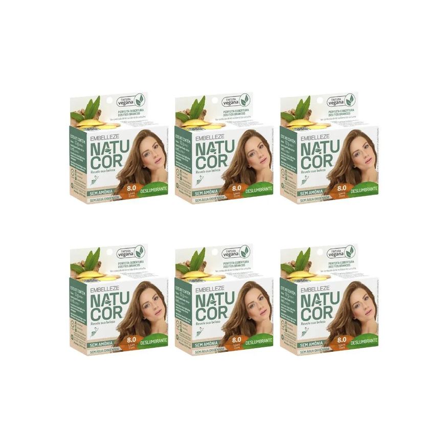 Natucor Coloraçao 8.0 Louro Claro - Kit C / 6un