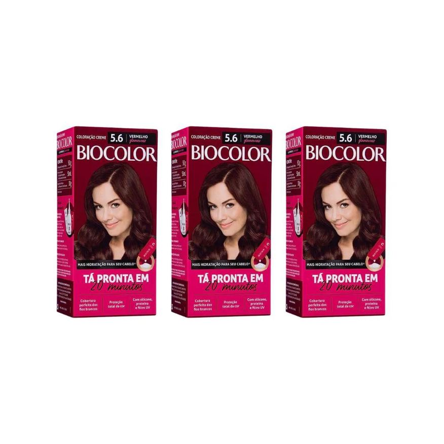 Biocolor Coloraçao Cr 5.6 Vermelho Glamuroso - Kit C / 3un