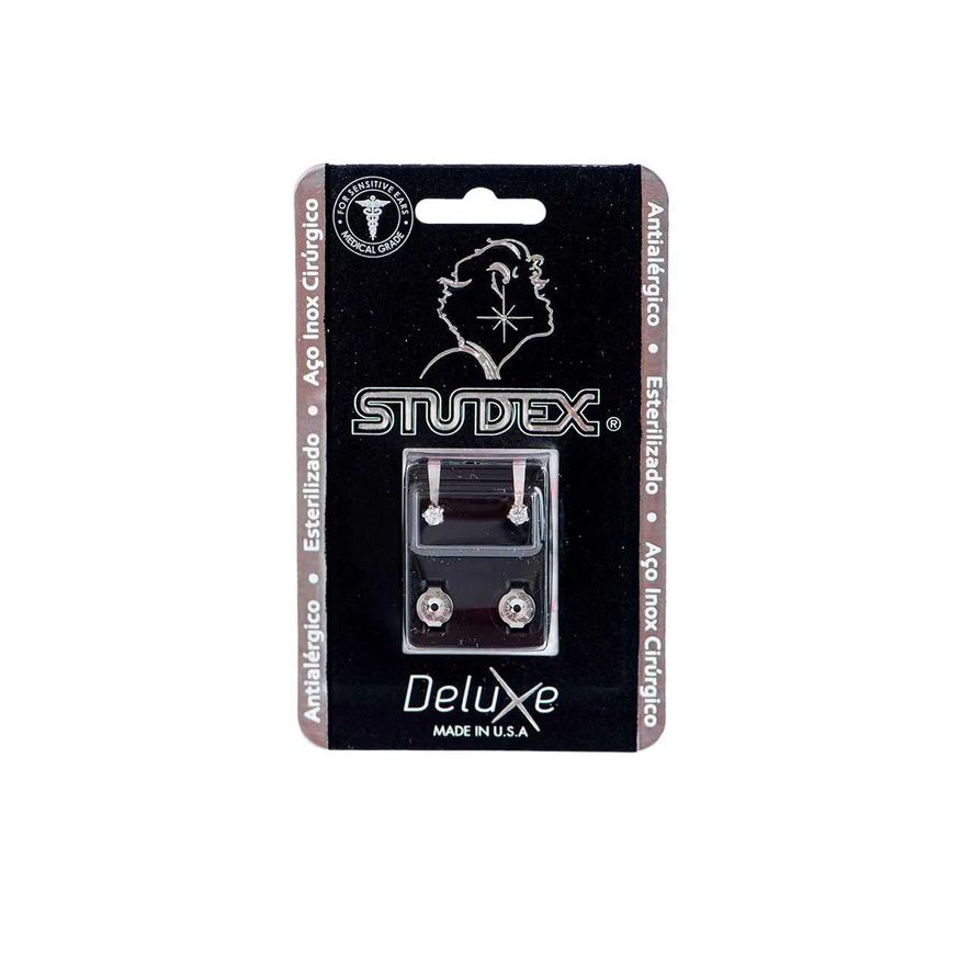 Studex Brinco Deluxe Zircônia Médio Prateado 1 Par