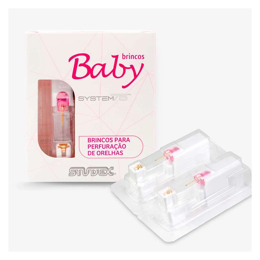 Studex Brinco Infantil Antialérgico Baby Daisy Cristal com 1 par