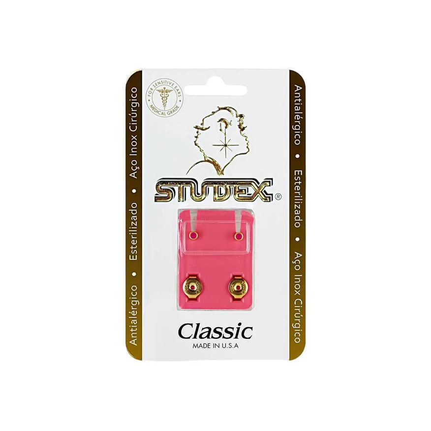 Studex Brinco Antialérgico Classic Rosa Pequeno Dourado - 1 Par