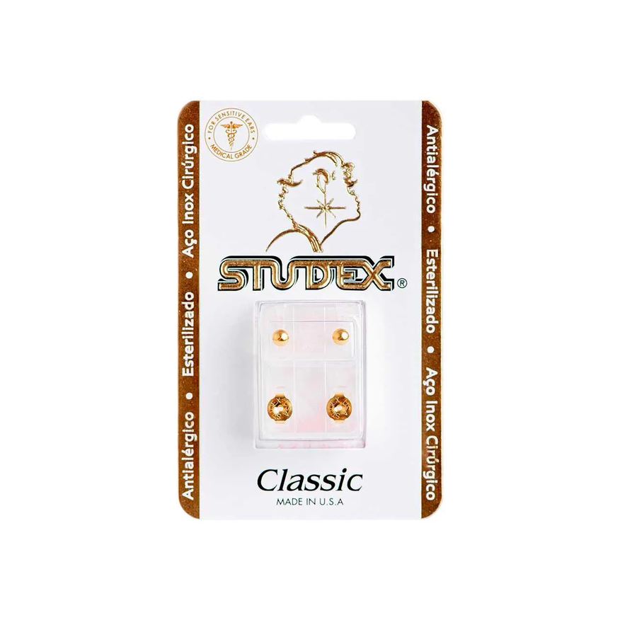 Studex Brinco Antialérgico Classic Bolinha Média Dourada 1 unidade