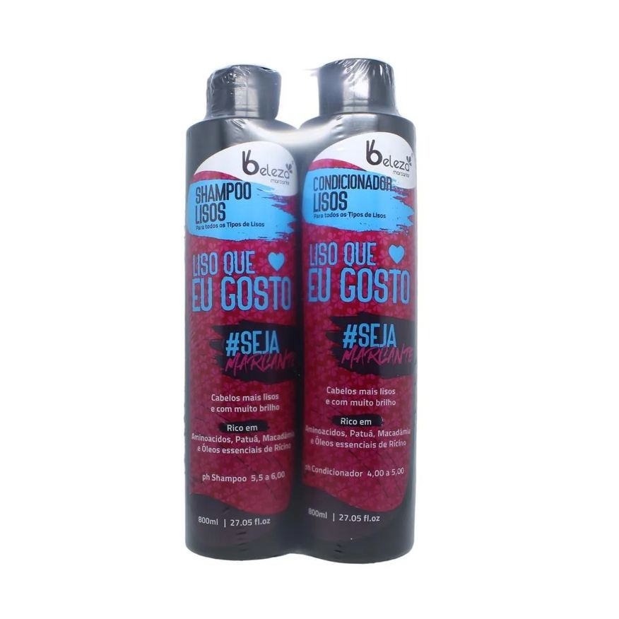Beleza Marcante Kit Cabelos Lisos Shampoo Condicionador 800ml
