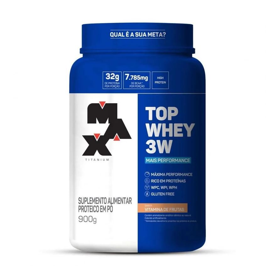 Max Titanium Top Whey 3w (900g) - Sabor: Mais Performance - Vitamina de Frutas