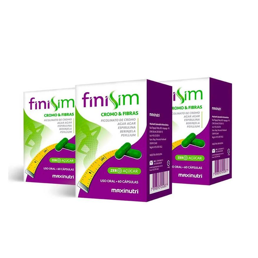 Maxinutri Kit 3 Finisim Cromo e Fibras com 60 Cápsulas