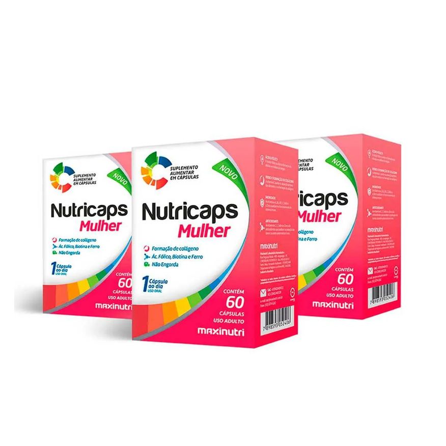 Maxinutri Kit 3 Nutricaps Mulher Polivitaminico Completo 60 Capsulas