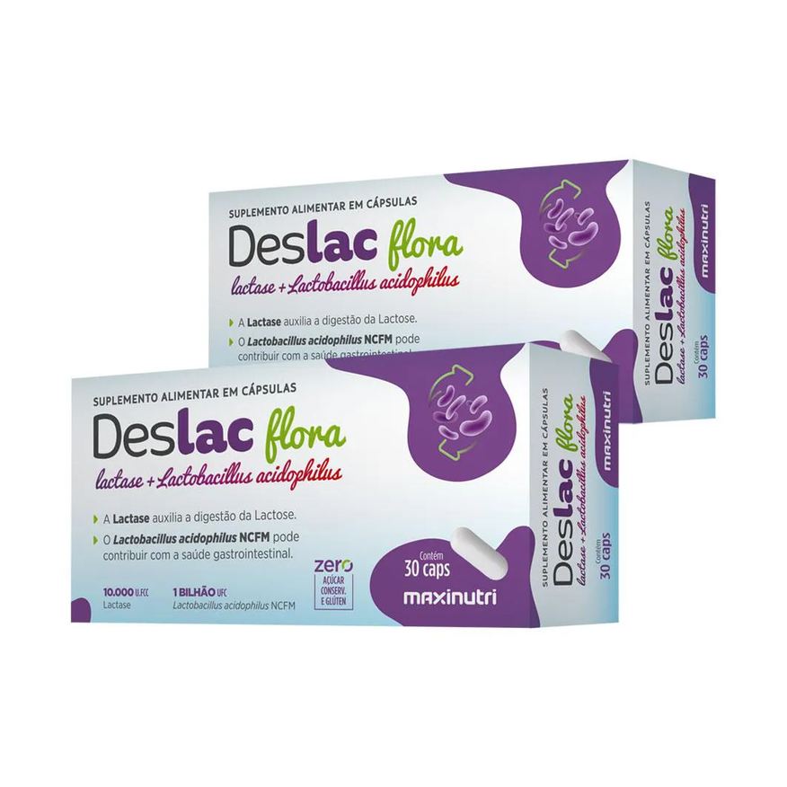Maxinutri Kit 2 Deslac Flora Lactase + Lactobacillus 30 Cápsulas