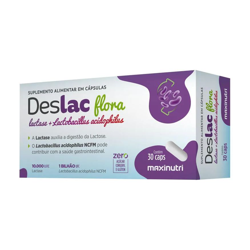 Maxinutri Deslac Flora Lactase + Lactobacillus Acidophilus 30 Cápsulas