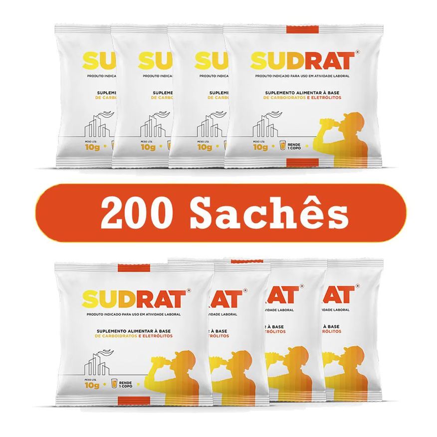 Sudract Kit 200 Sachês Sudrat 10g Cada - Morango