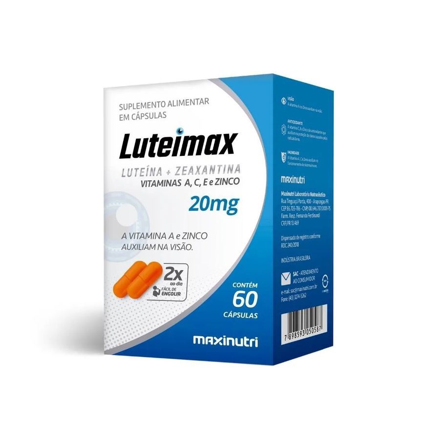 Maxinutri Luteimax (luteína & Zeaxantina) 20mg - 60 Cápsulas.
