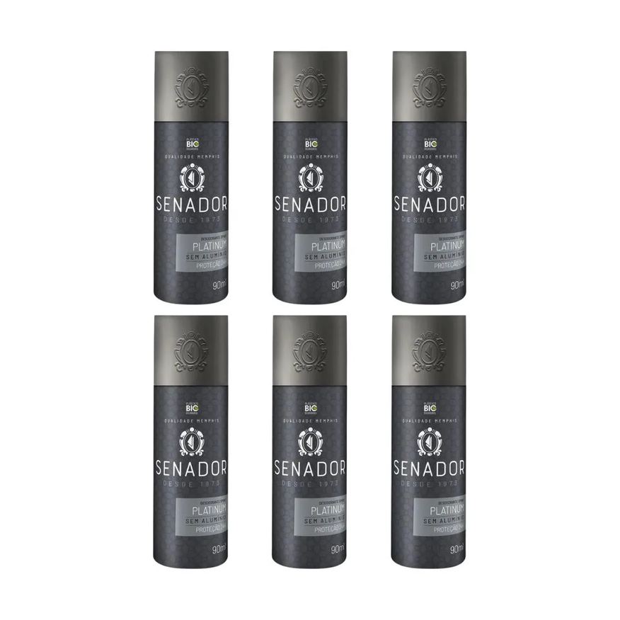 Senador Desodorante Spray Platinum 90ml - Kit C / 6un