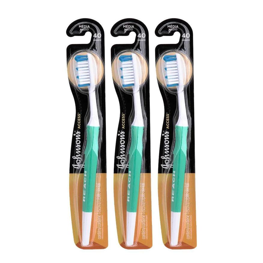 Reach Kit 3 Escova Dental Média Johnson´s Access 40 Grande
