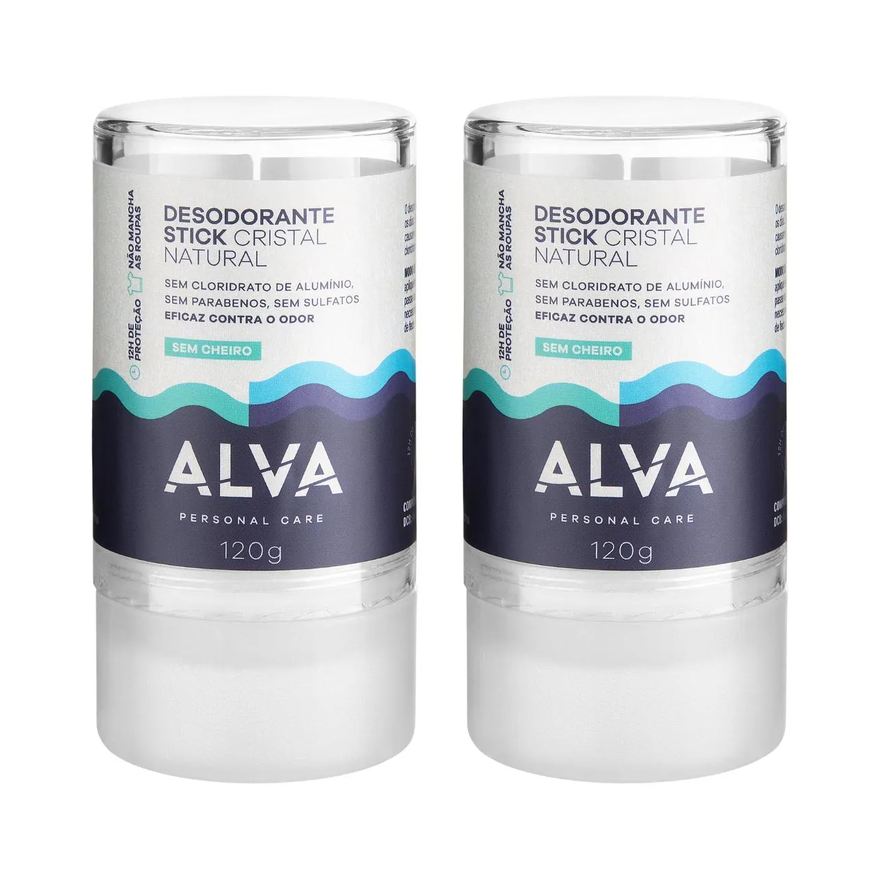 Alva Desodorante Natural Pedra Cristal Alemanha Kit (2 Unid) sem Perfume