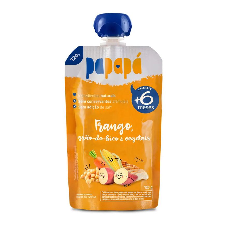 Papapá Sopinha Frango, Grão-de-Bico e Vegetais 6+ Meses 120g