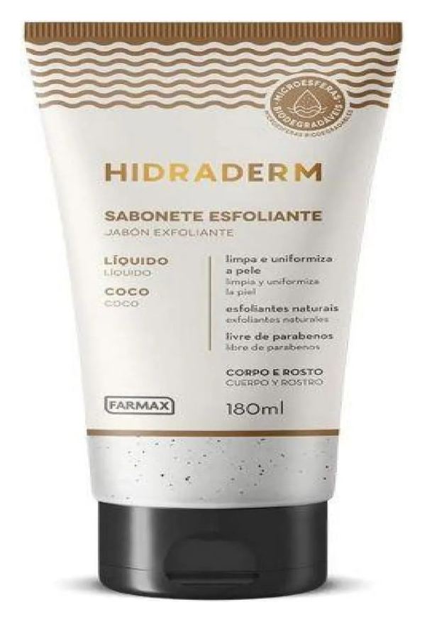 Farmax Sabonete Liquido Esfoliante Coco Hidraderm 180ml