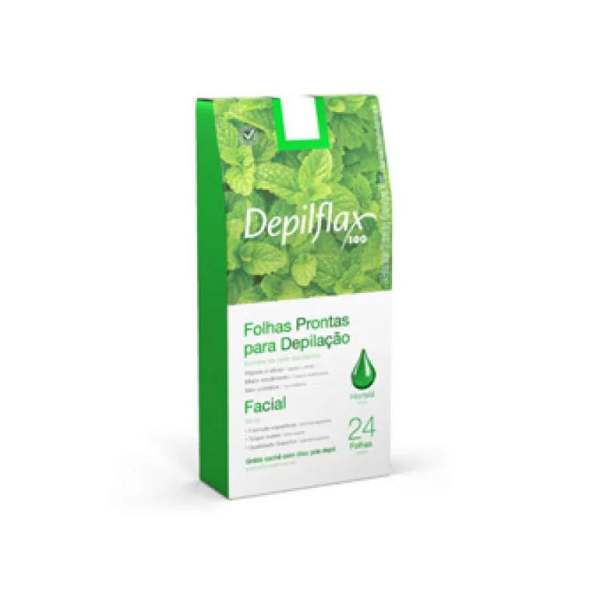 FOLHAS 24 DEPILATóRIAS FACIAL BUçO SOBRANCELHA E NARIZ DEPILFLAX HORTELã REFRESCANTE