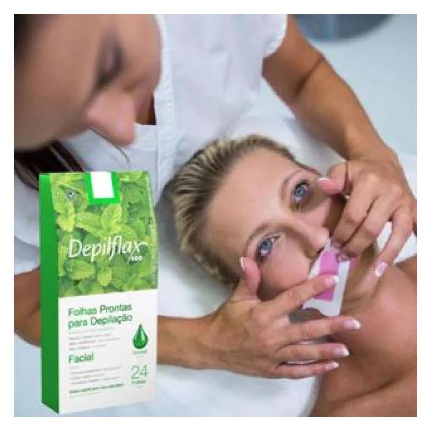FOLHAS 24 DEPILATóRIAS FACIAL BUçO SOBRANCELHA E NARIZ DEPILFLAX HORTELã REFRESCANTE