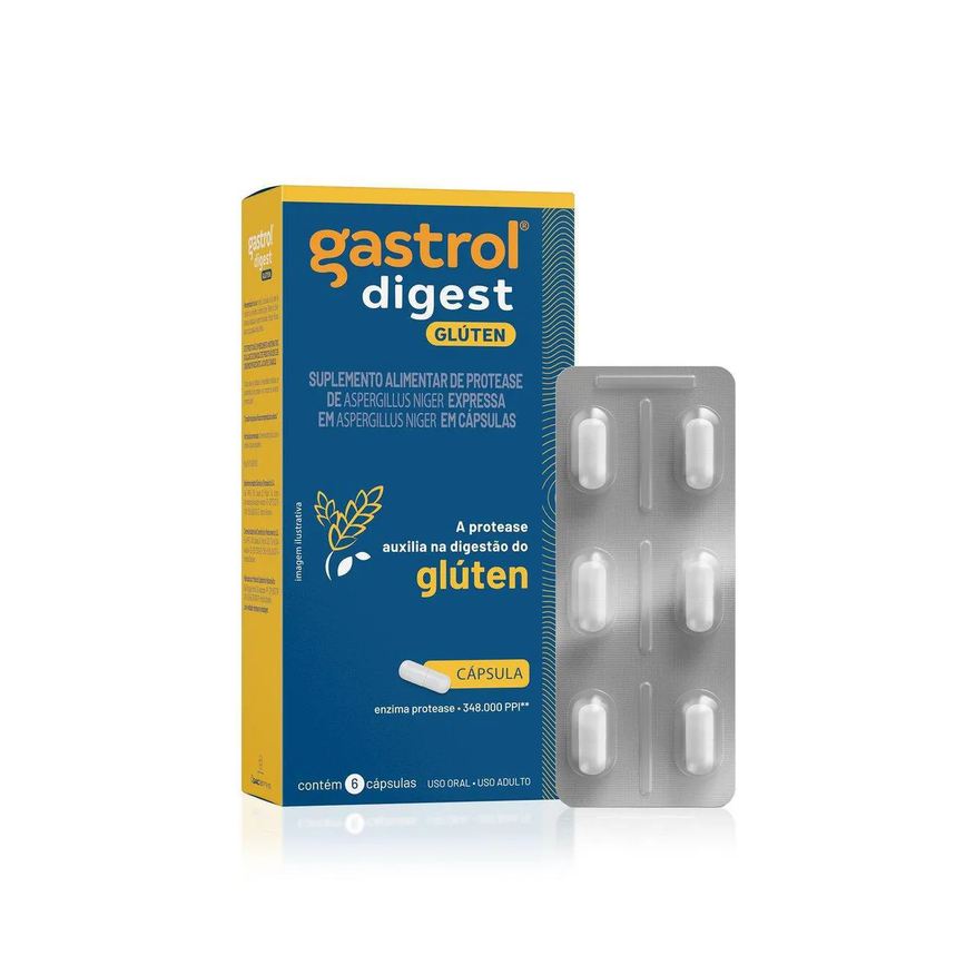 Digestiva Enzima Protease Gastrol Digest Glúten 6 Cápsulas