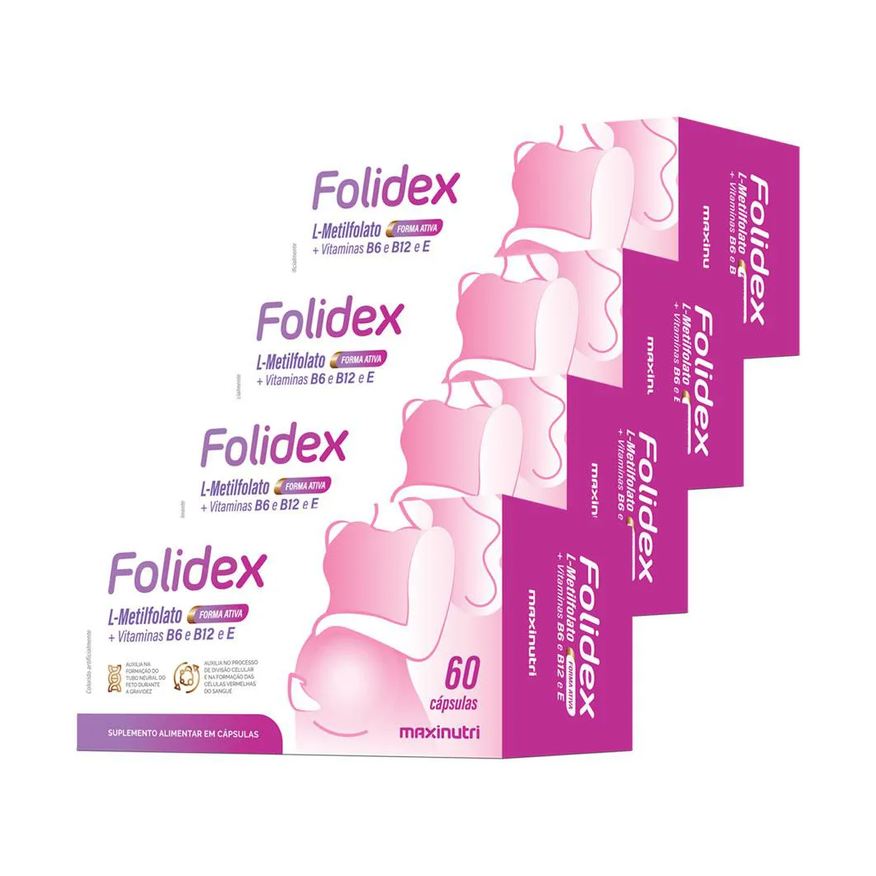 Maxinutri Kit 4 Folidex Metilfolato 420mcg + Vitaminas B6-b12 e e 60 cápsulas
