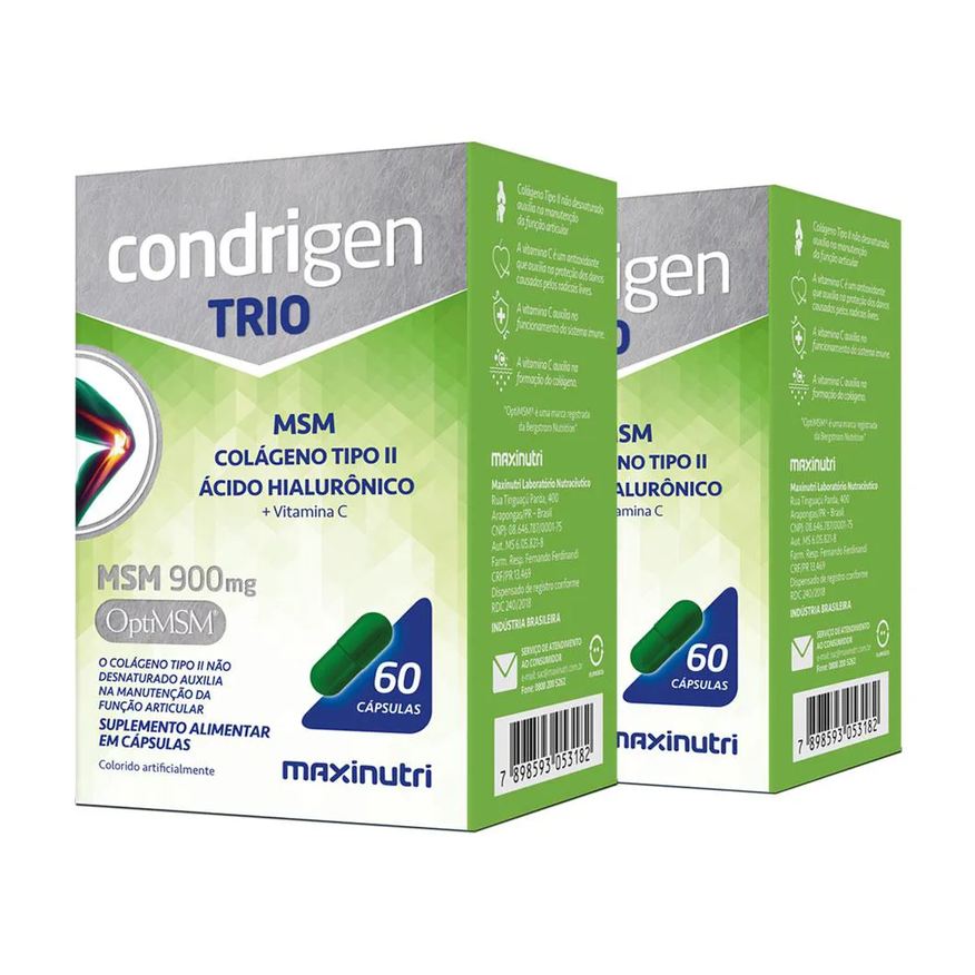 Maxinutri Kit 2 Condrigen Trio Msm Colágeno Tipo 2 + Ácido Hialurônico Saúde Articular 60 cápsulas