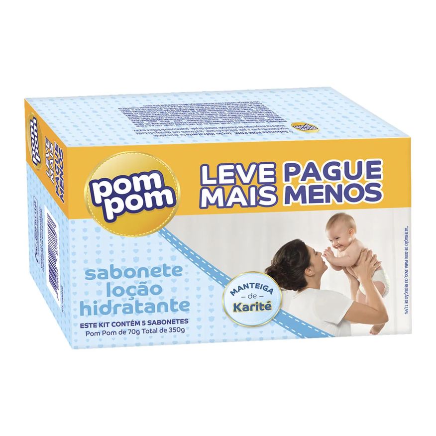 Em Sabonete Barra Pom Pom Manteiga De Karité 5 Unidades De 70g Cada