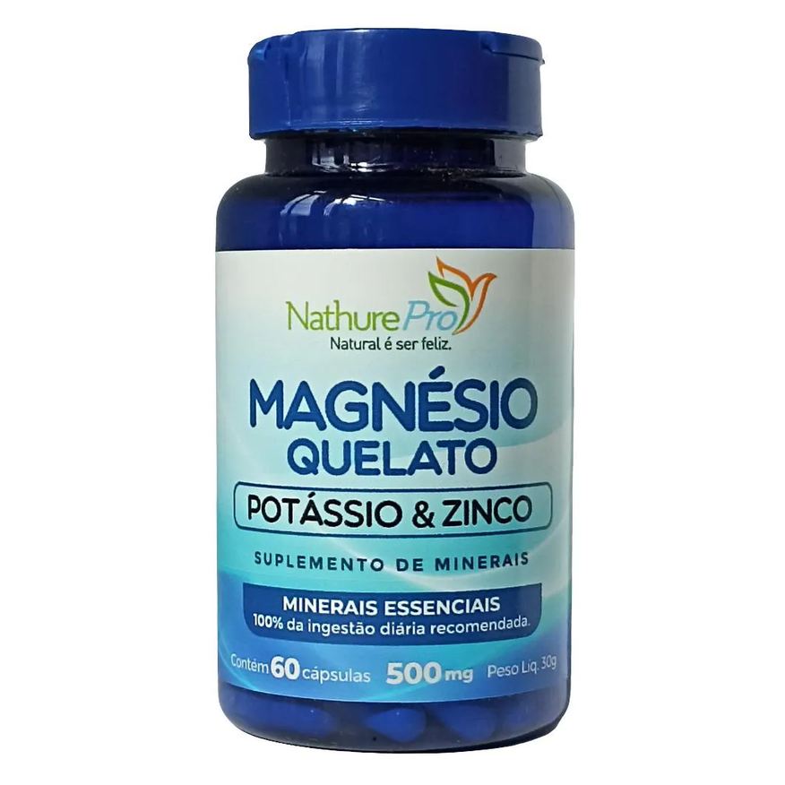 Nathurepro MAGNéSIO QUELATO POTáSSIO E ZINCO 60 CáPSULAS 500mg