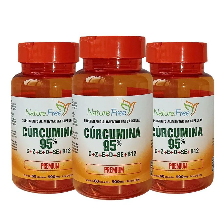 Nathurepro KIT 3 CúRCUMINA 95% PREMIUM 60 CáPSULAS 500mg