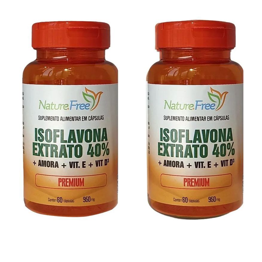 Nathurepro KIT 2 ISOFLAVONA EXTRATO 40% + AMORA + VIT. E + VIT. D³ 60 CáPSULAS 950mg