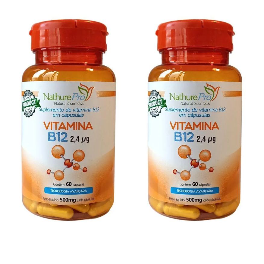 Nathurepro Kit 2 Vitamina B12 (cianocobalamina) 60 Cápsulas 500mg