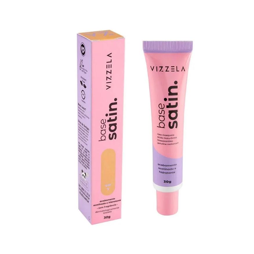 Vizzela Base Facial Líquida Satin Cor 07 30g