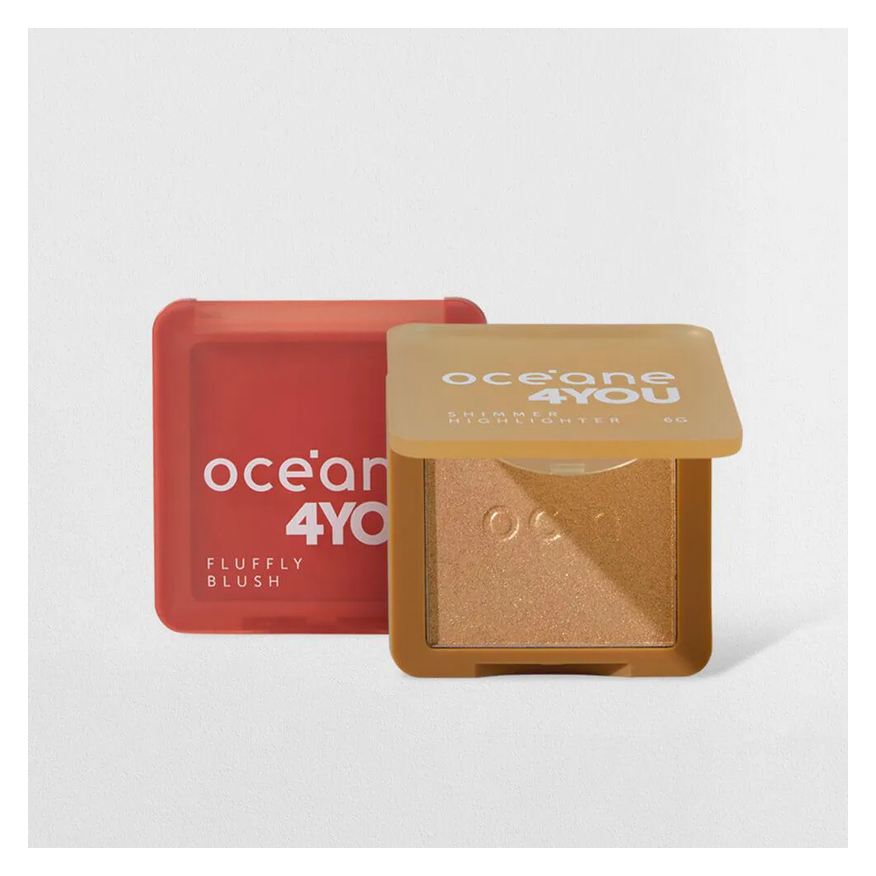 Océane Kit Blush Cremoso Coral + Iluminador Facial Dourado 4you (2 Produtos)