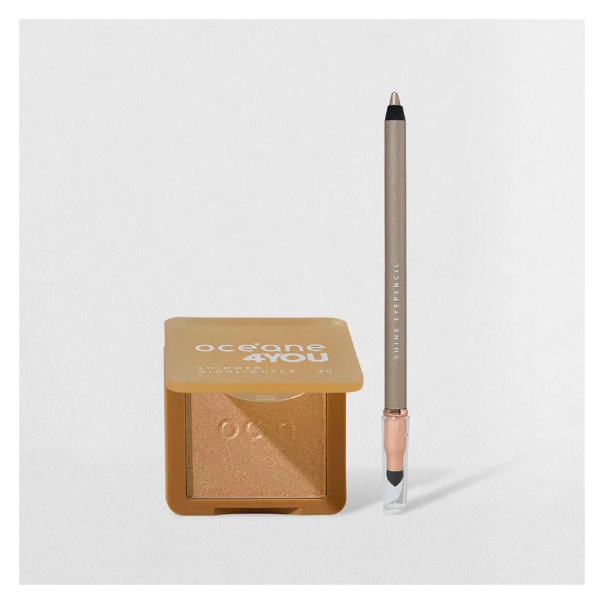 Océane Kit Lápis para Olhos Dourado + Iluminador Facial Dourado 4you (2 Produtos)