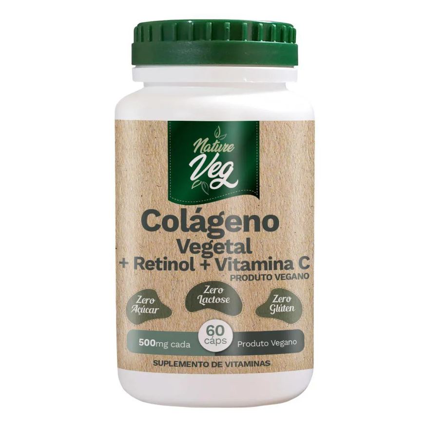 Natureveg COLáGENO VEGETAL + RETINOL + VITAMINA C (PRODUTO VEGANO) 60 CáPSULAS 500mg