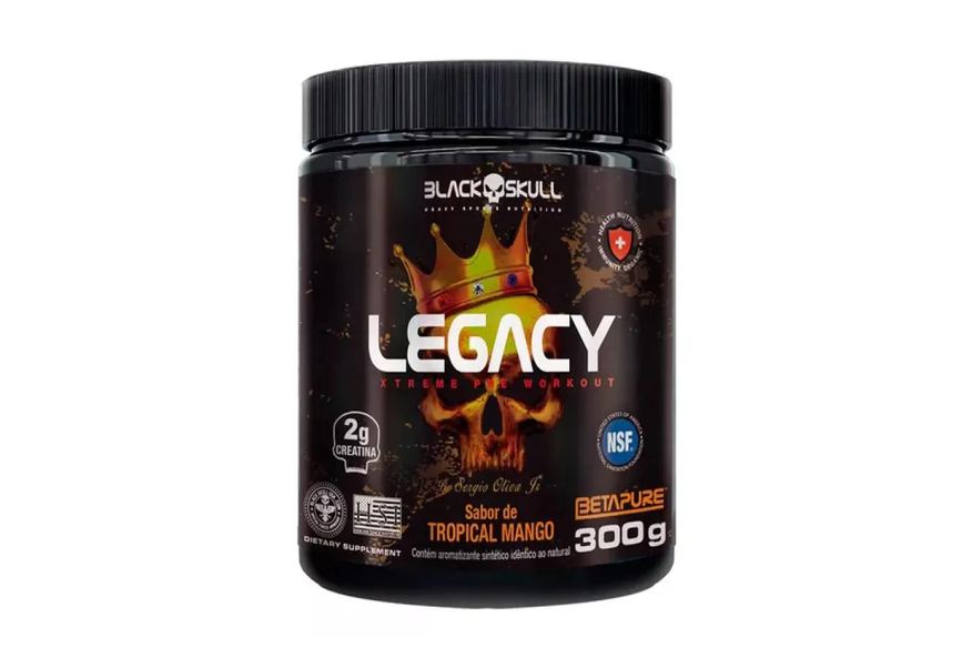 Black Skull Pre-treino Legacy Xtreme 300g Tropical Morango