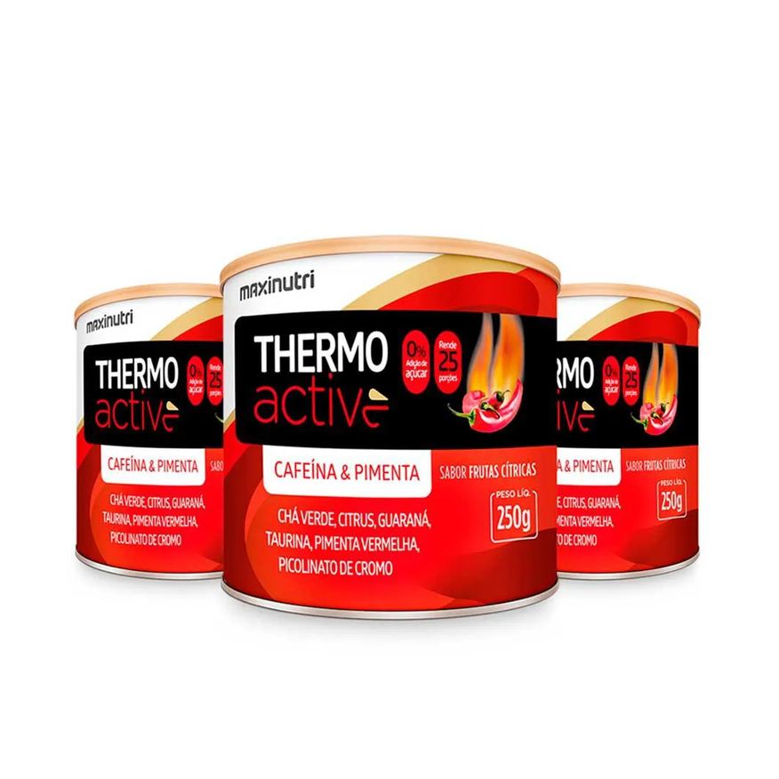 Maxinutri Kit 3 Thermo Active Lata 250g Frutas Cítricas