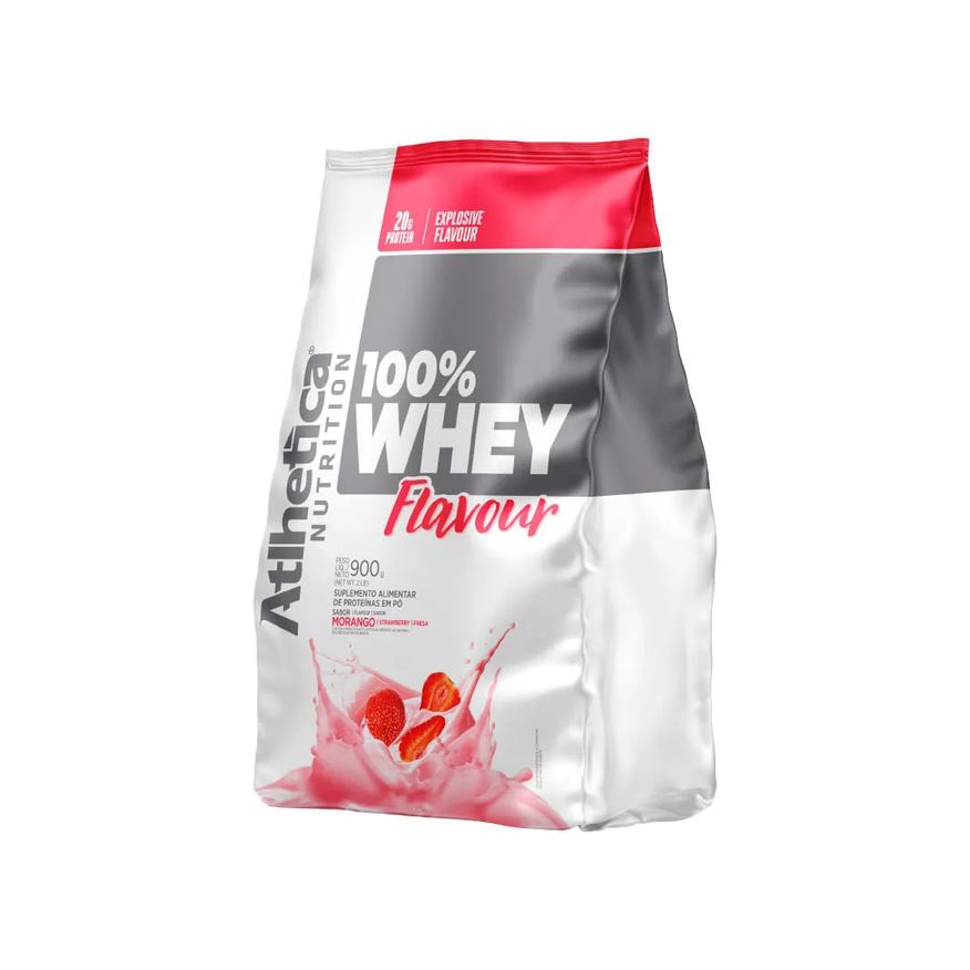 Atlhetica Suplemento 100% Whey Flavour 900g Morango Refil