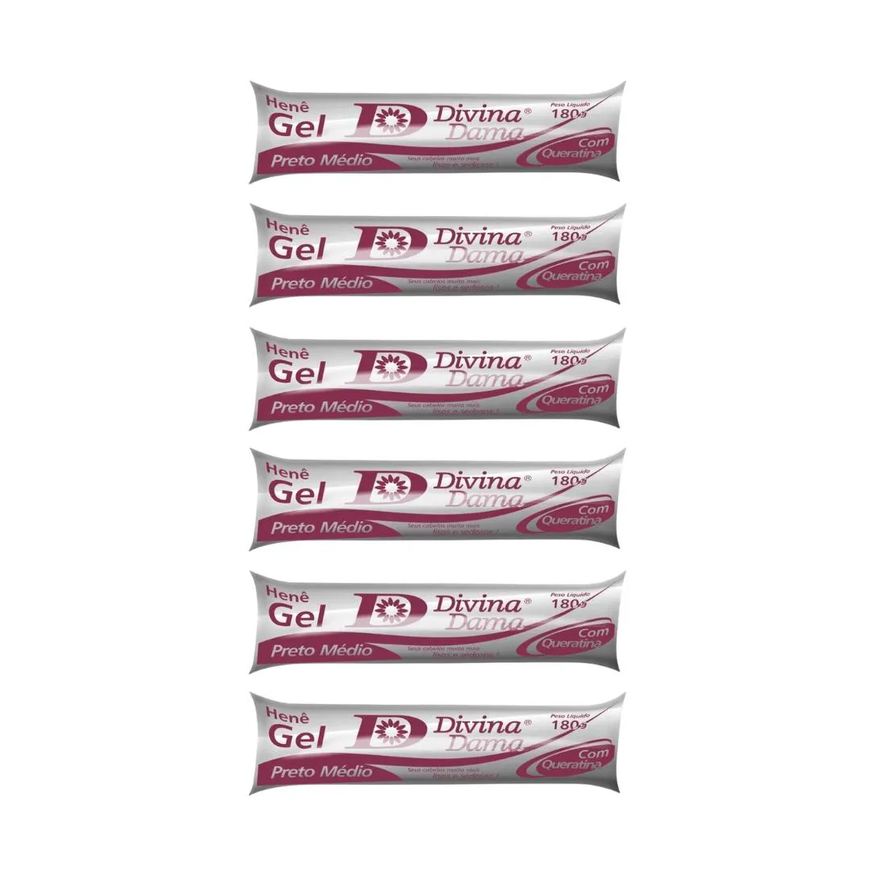 Divina Dama Hene 180g Gel Medio - Kit C / 6un