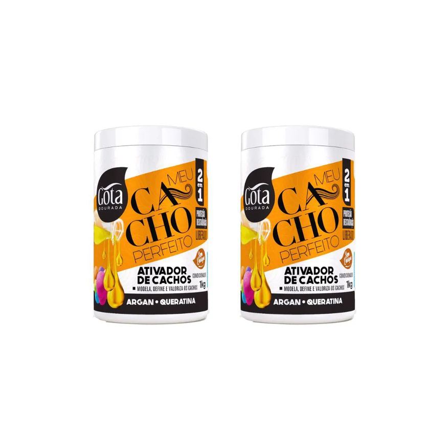 Gota Dourada Ativador de Cachos Argan e Querat 1000g - Kit / 2un