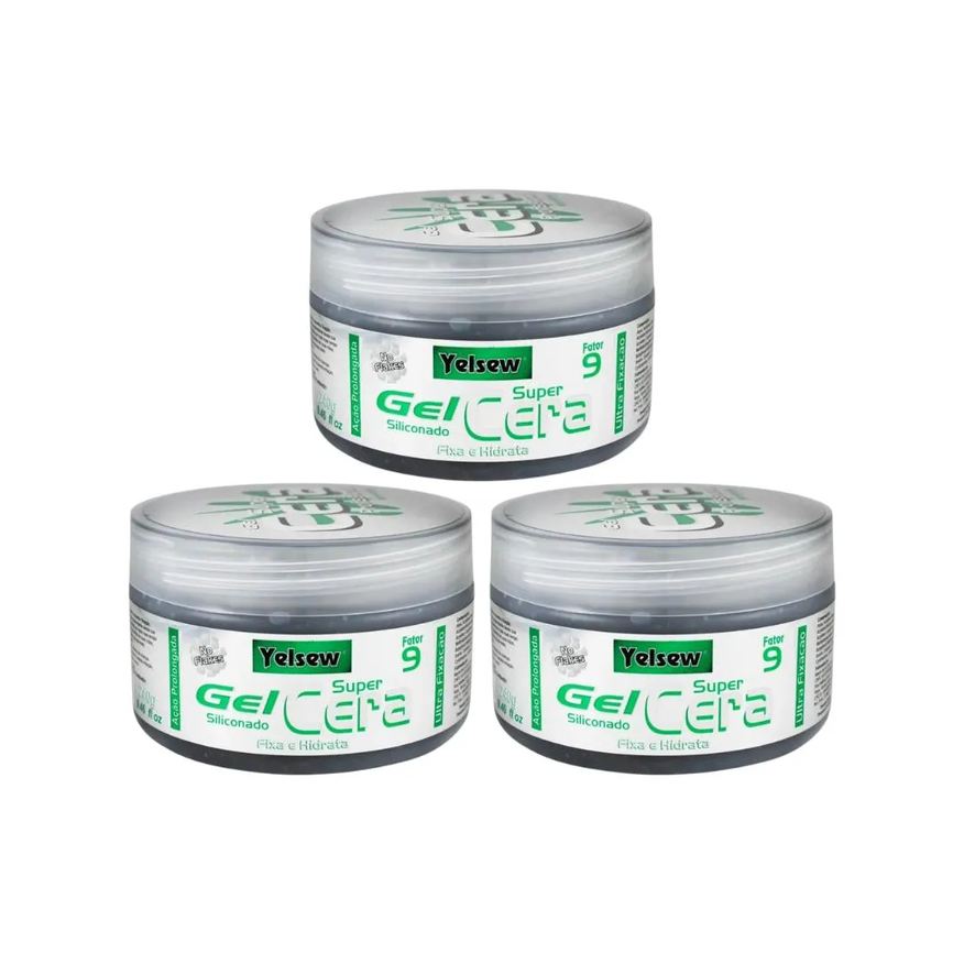 Yelsew Gel Cera Fixador Super Cera 240g - Kit C / 3un