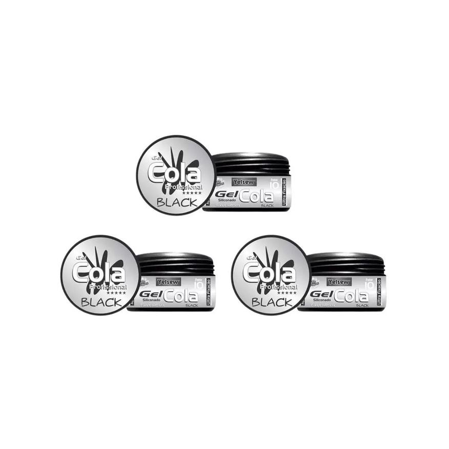 Yelsew Gel Cola Fixador Black 240g - Kit C / 3un