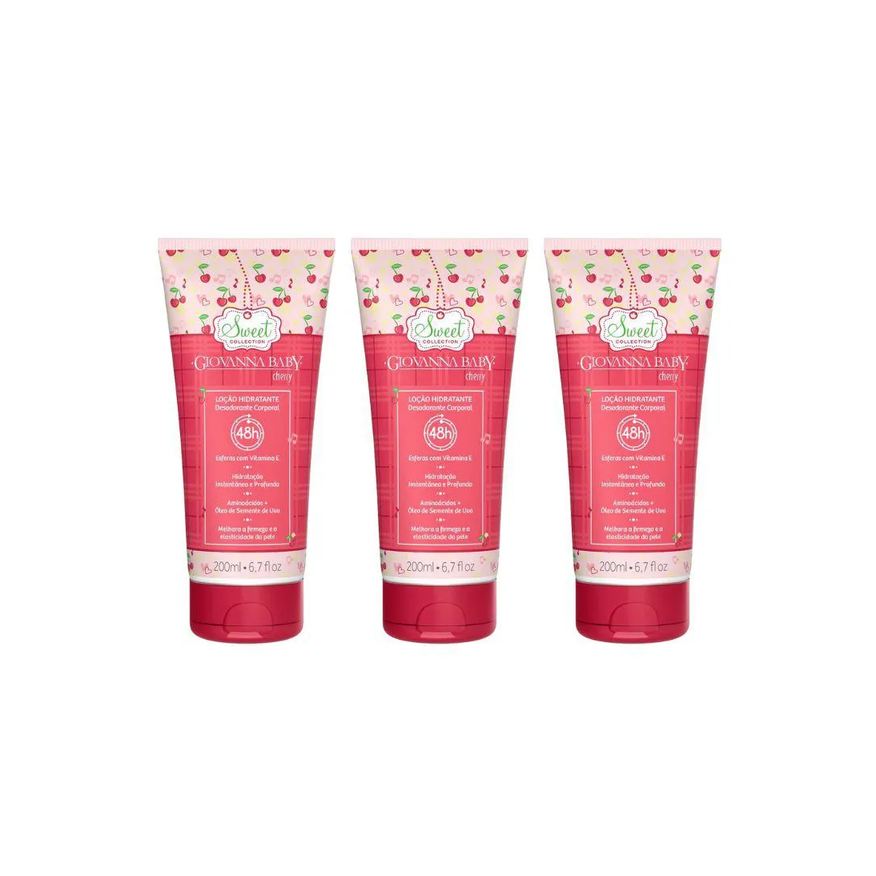 Giovanna Baby Hidratante Corporal 200ml Cherry - Kit C / 3un