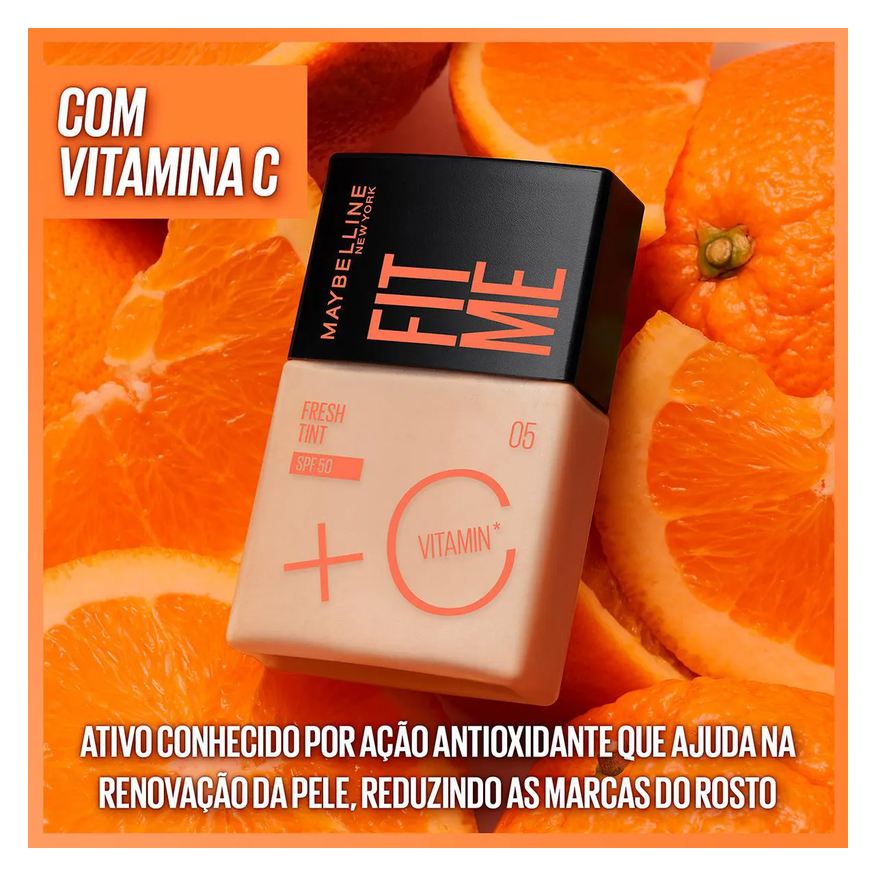 Maybelline Base Líquida NY Fit Me Fresh Tint Vitamina C FPS 50 30ml - Cor 06