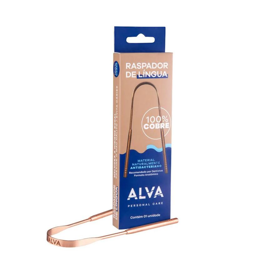 Alva Raspador de Língua 100% Cobre 1 unidade
